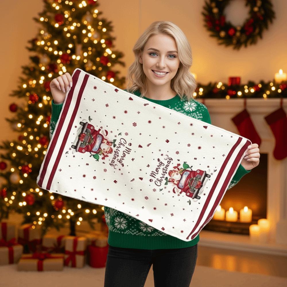5Pcs Ultra Soft Christmas Dishcloth Towel Microfiber Quick-drying Christmas Hand Towel Reusable Christmas Kitchen Dishcloth
