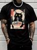 Unisex T Shirt Retro Japanese Art Black Cat Raunisex Graphic Tee Short Sleeve Casual Streetwear Tops Unisexs Summer Daily Outfit Tshirt