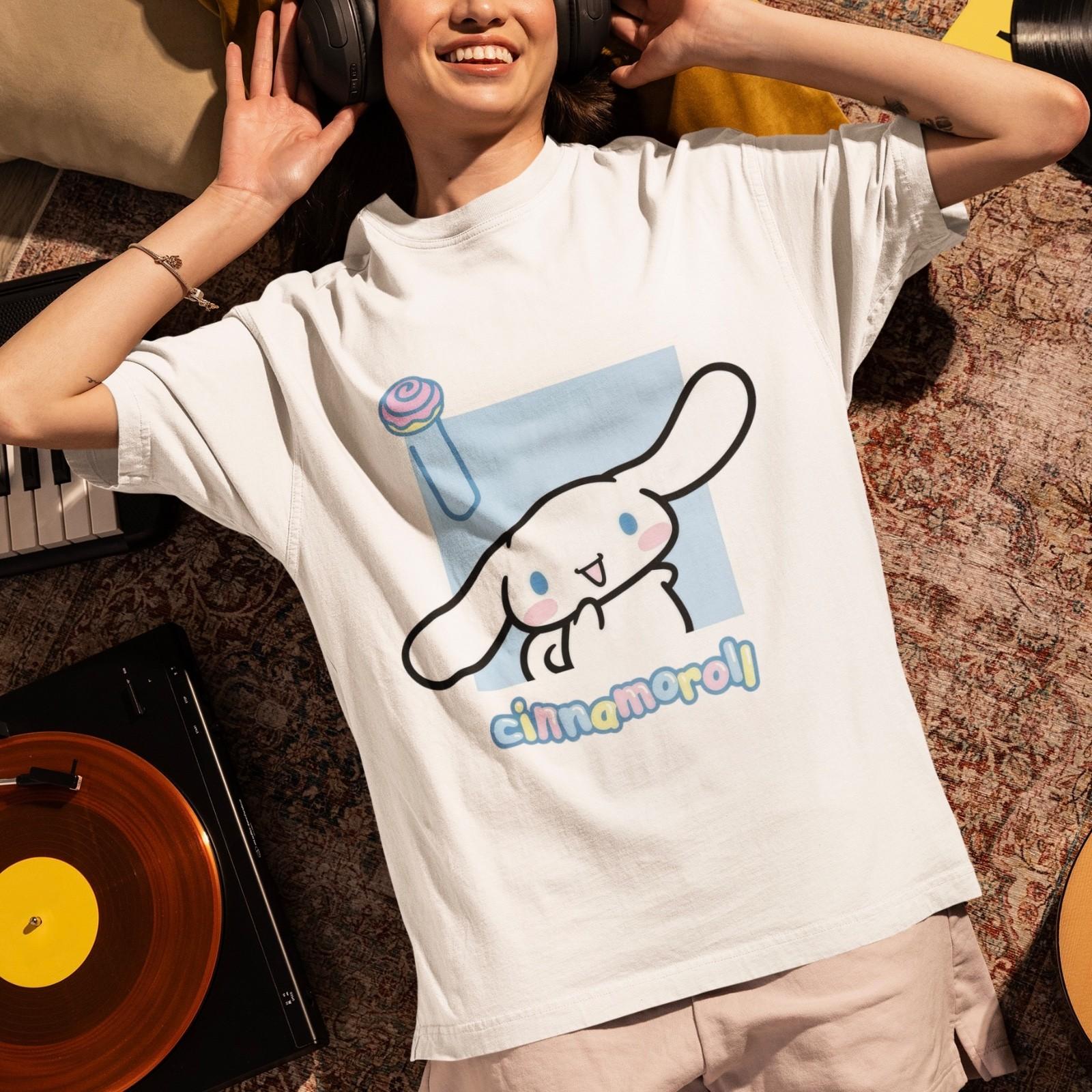 Cinnamoroll T-Shirt Cute Sanrio Character Graphic Tee Kawaii Unisex Casual S