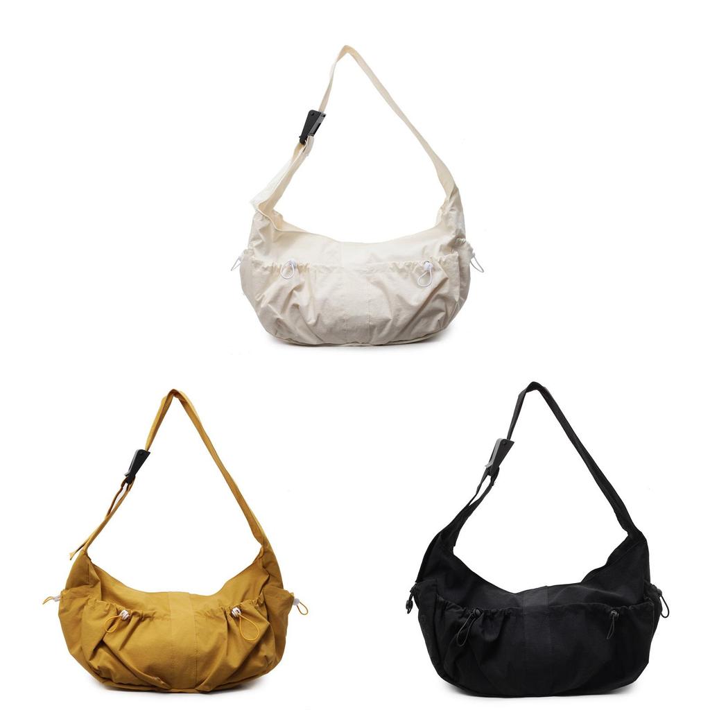 Nylon Shoulder Bag With Drawstring Closure For Casual Daily Use