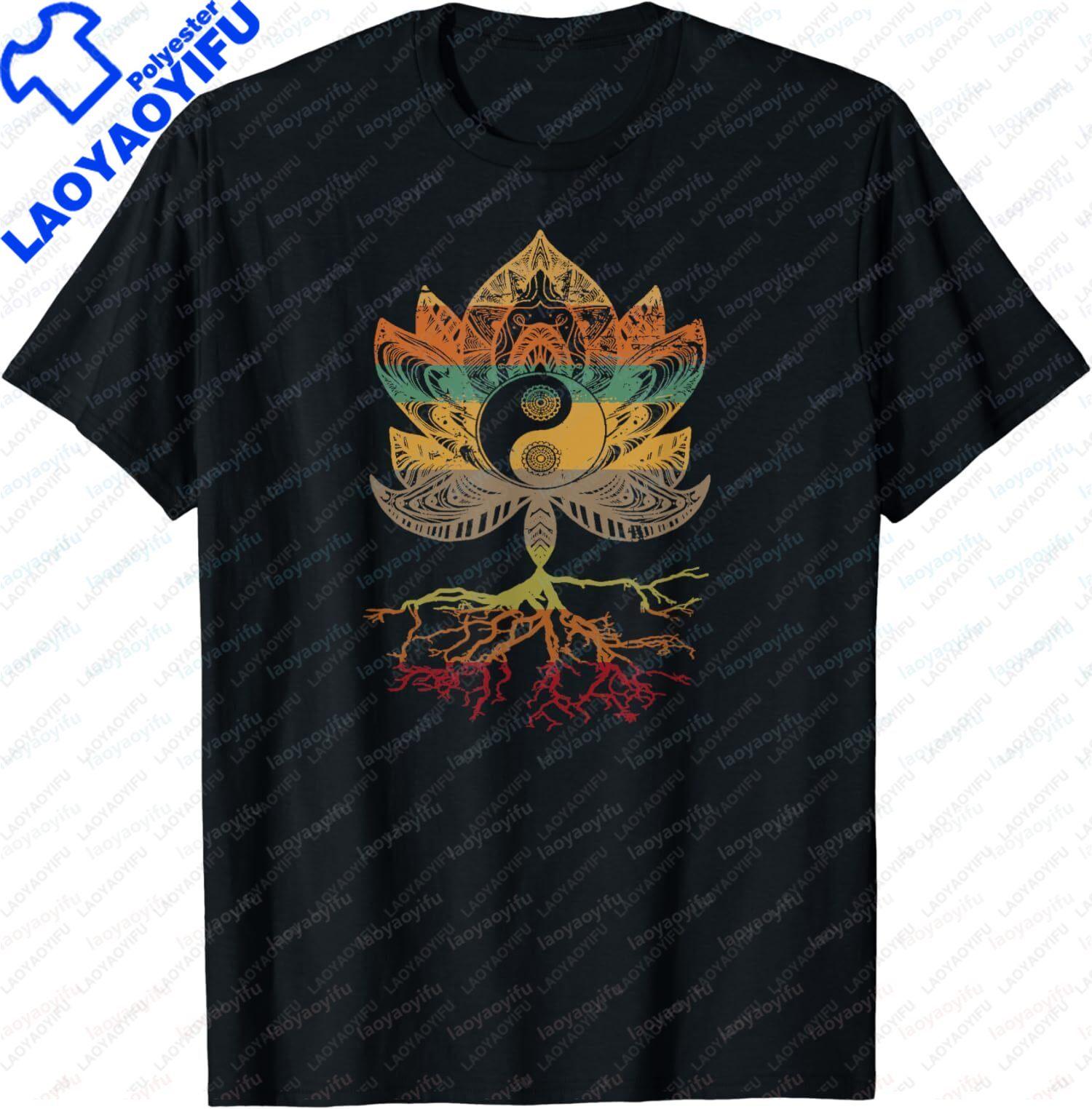 Ограниченная серия Мандала Лотоса ИньЯн Сакральная Геометрия Дух Футболка Высококачественная Мужская Одежда S