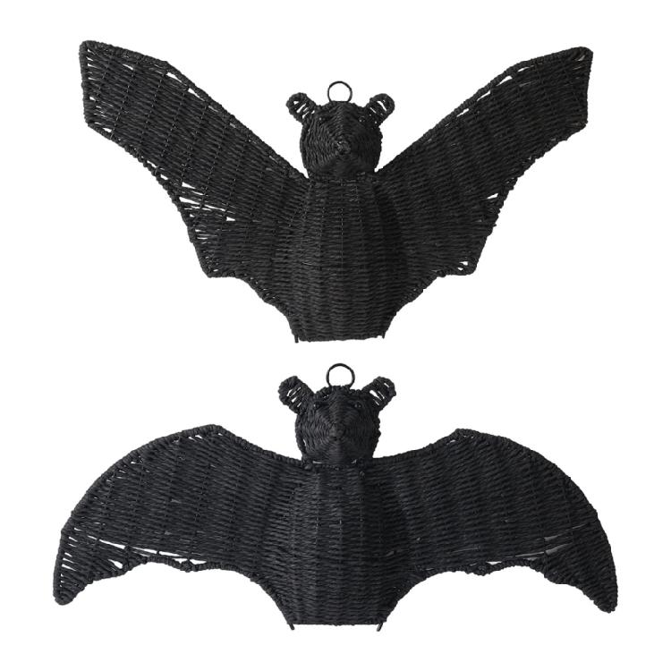Halloween Bat Door Hanging Decoration, Black Paper Rope Wall Ornament for Window Ceiling Backdrops Home Display