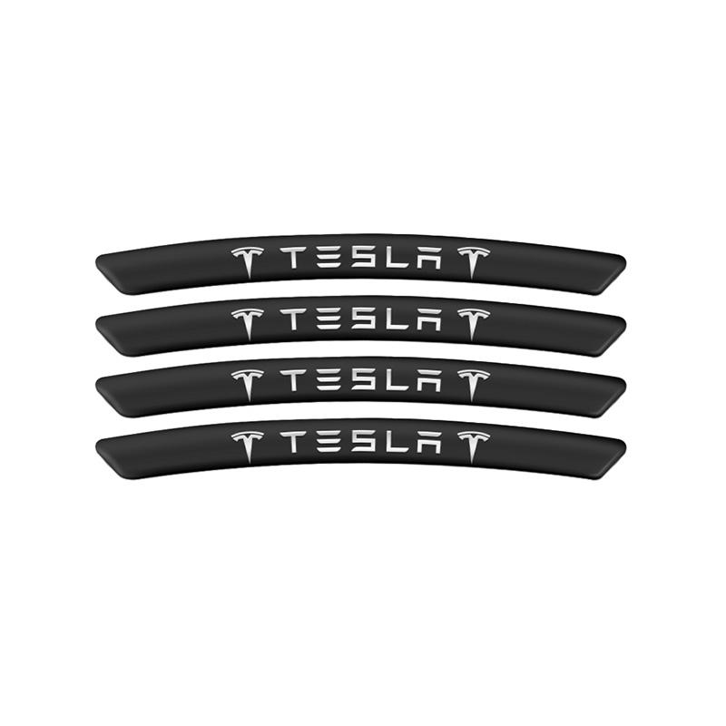 

4Pcs Aluminium Car Hub Rims Sticker Decorative Decal Accessories For Tesla Model Y 3 X S Cybertruck Roadster