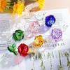 Exquisite Mini Colorful Crystal Rose Flower Vase Ornament Gift