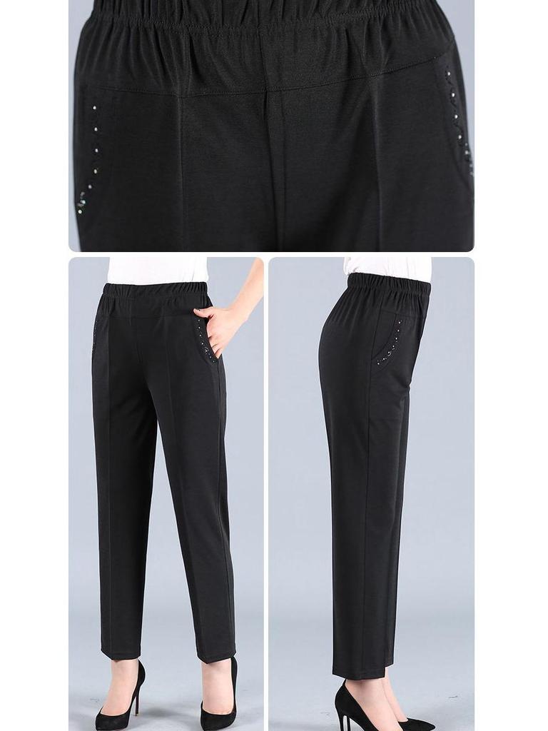 Summer Stretch High-Waist Casual Pants for Women - Loose, Straight-Leg, Grandma Style