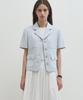 Drawfit Women Short Sleeve Tweed Tailored Jacket [Sky Blue]