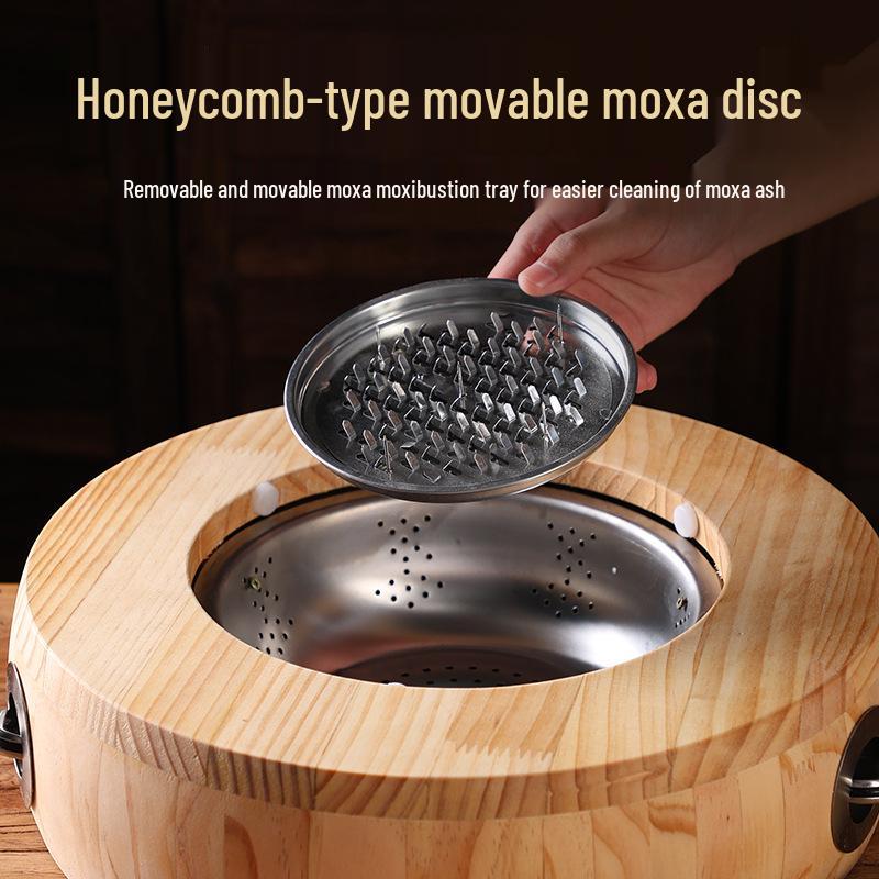Portable Solid Wood Moxibustion Stool and Cushion Set for Hip, Abdomen, and Back Therapy