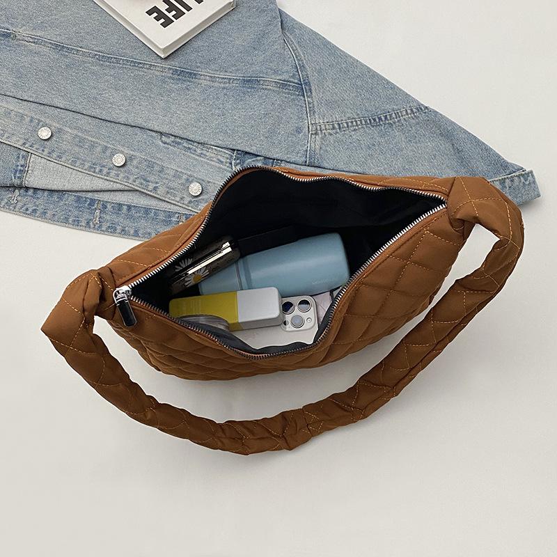 Sac en coton pour femme nouvelle tendance printemps broderie losange fil grande capacité sac fourre-tout sac à bandoulière décontracté sac d'aisselle