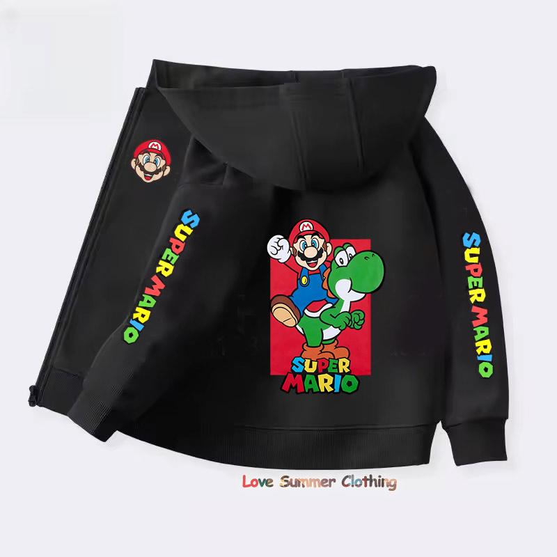 Mikina s kapucí na zip Kawaii Dětská Streetwear Mario Dětská mikina Mario Luis Zip Dětská mikina Dívčí Chlapecký top Mikina