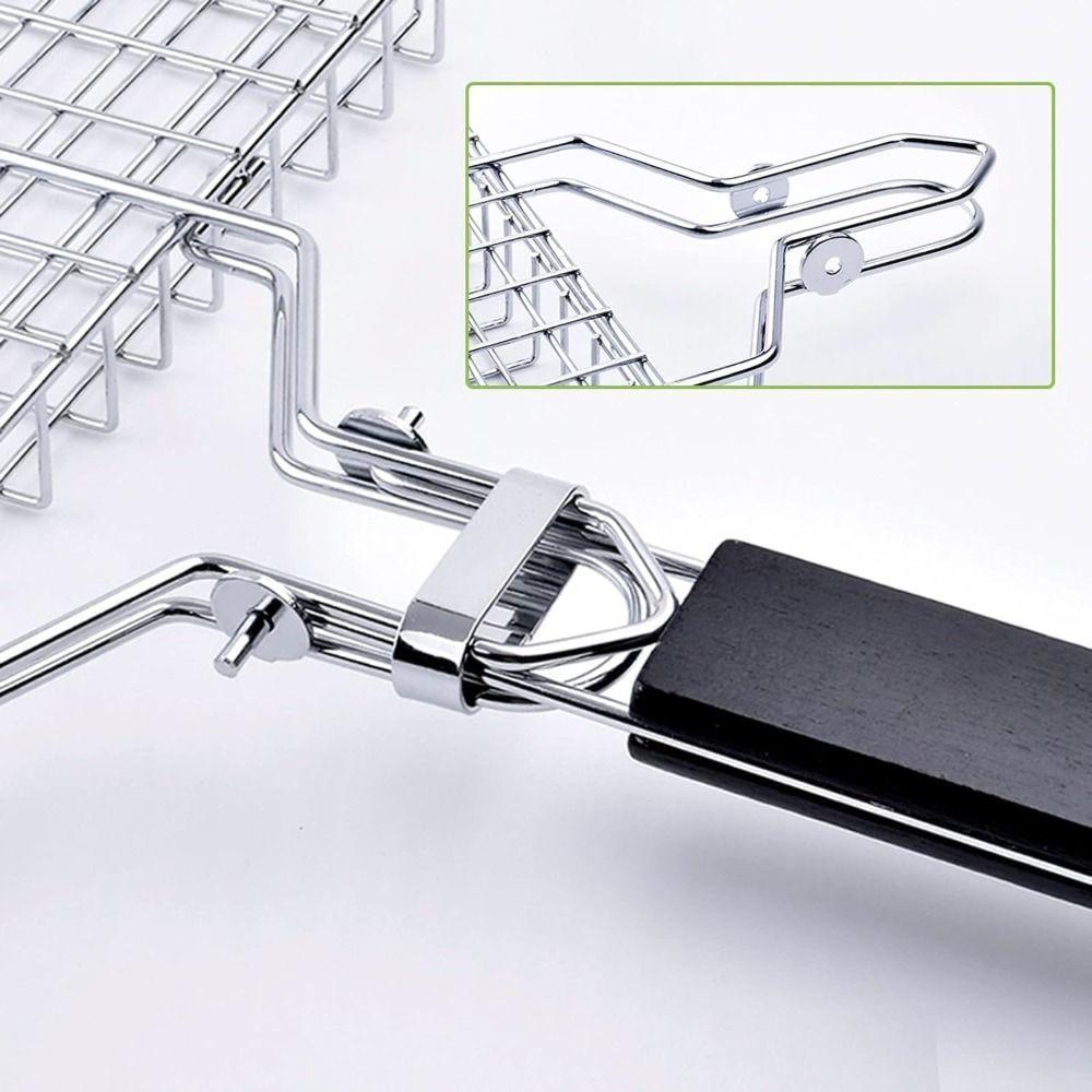 Large Size Grill Basket Lockable Design BBQ Grill Basket Fish Grill Basket  Outdoor Camping