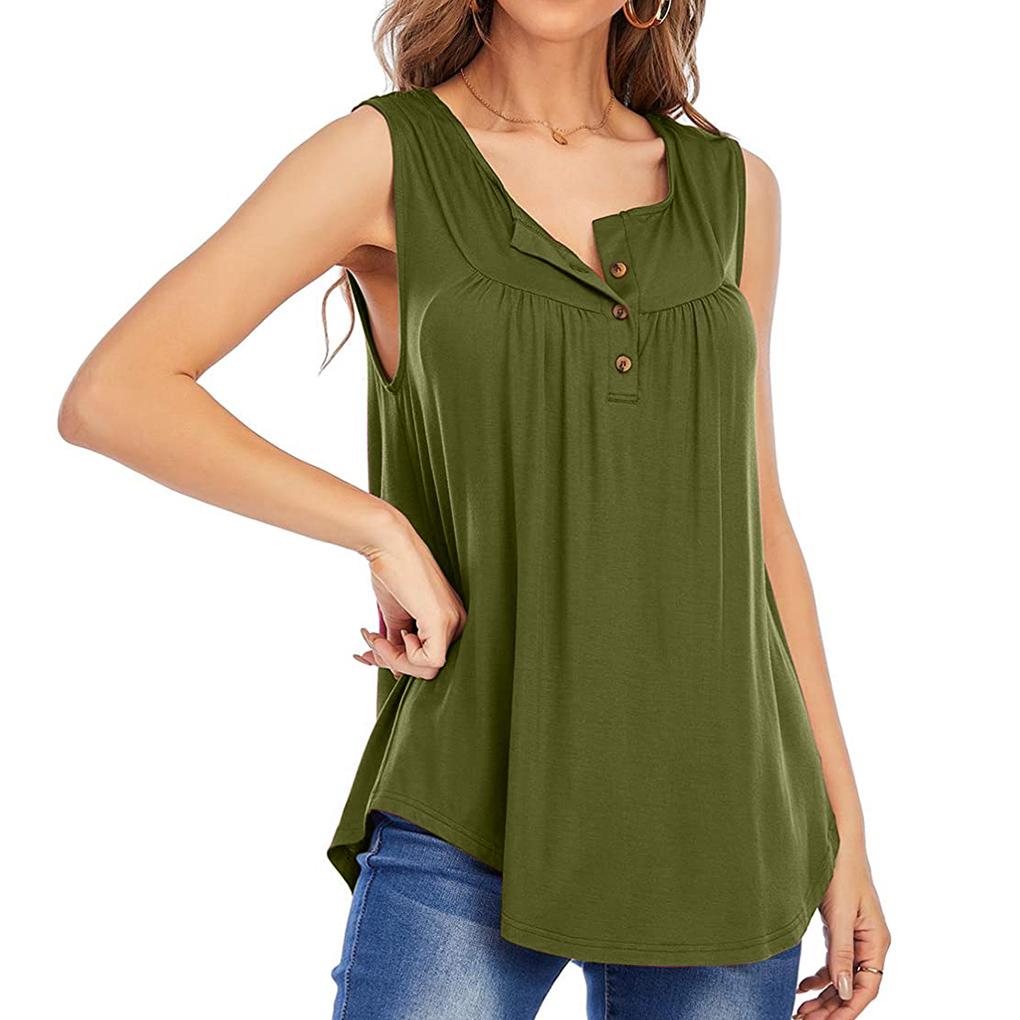 Girl Sleeveless Vest Women V Neck Solid Color Summer Top