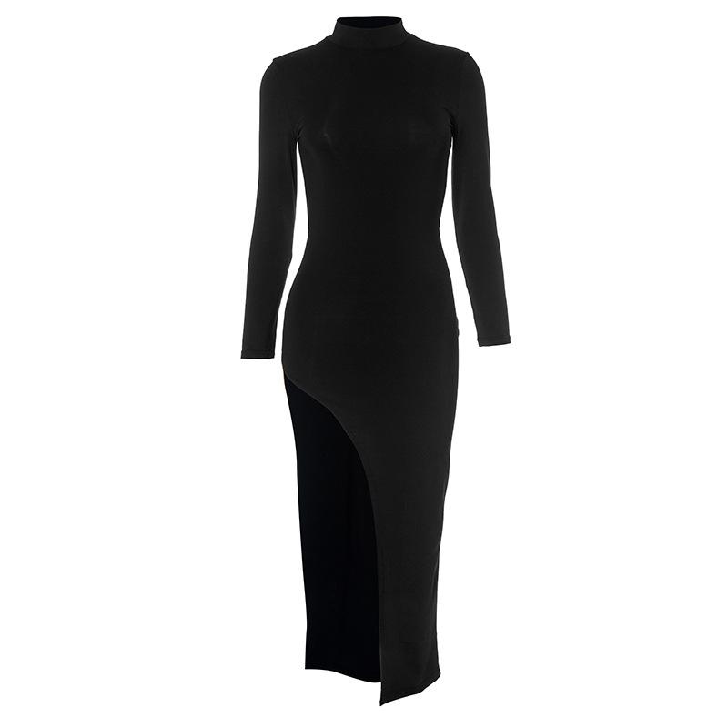 Sexy štíhlé šaty s dlouhým rukávem a dutým zadním dílem