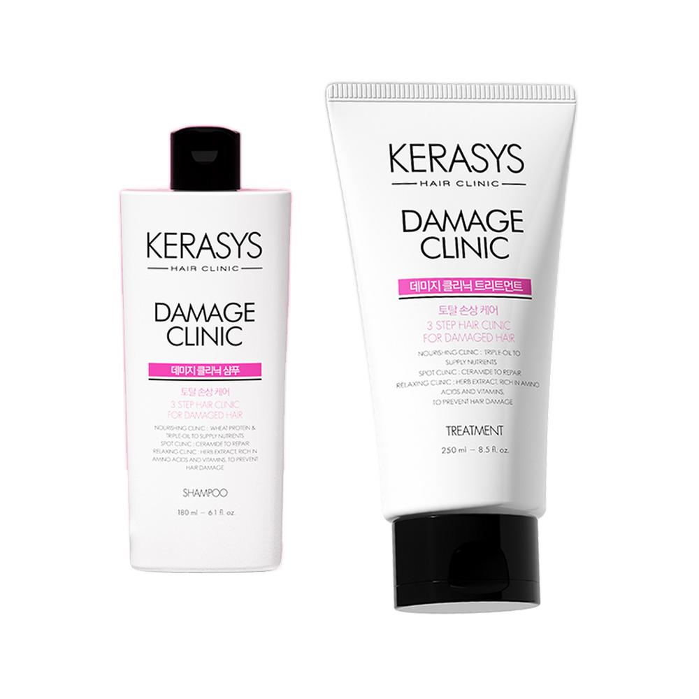 [DAISO] Kerasys Hair Clinic Damage Clinic Shampoo & Conditioner 180ml / Damage & Moisture Clinic Treatment 250ml