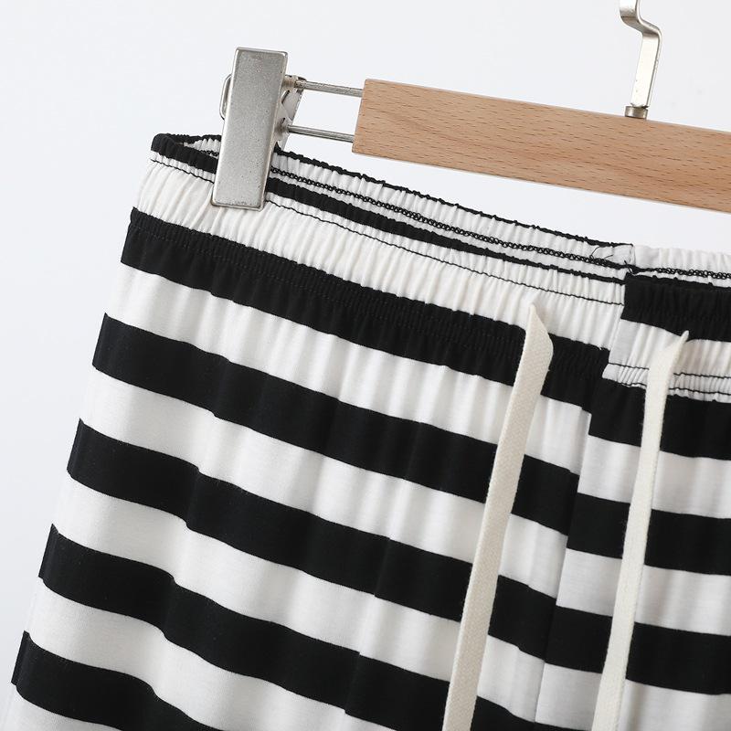 Women's Striped Wide-Leg Pants: Spring/Summer, Lightweight, Loose Fit, Versatile, Plus Size