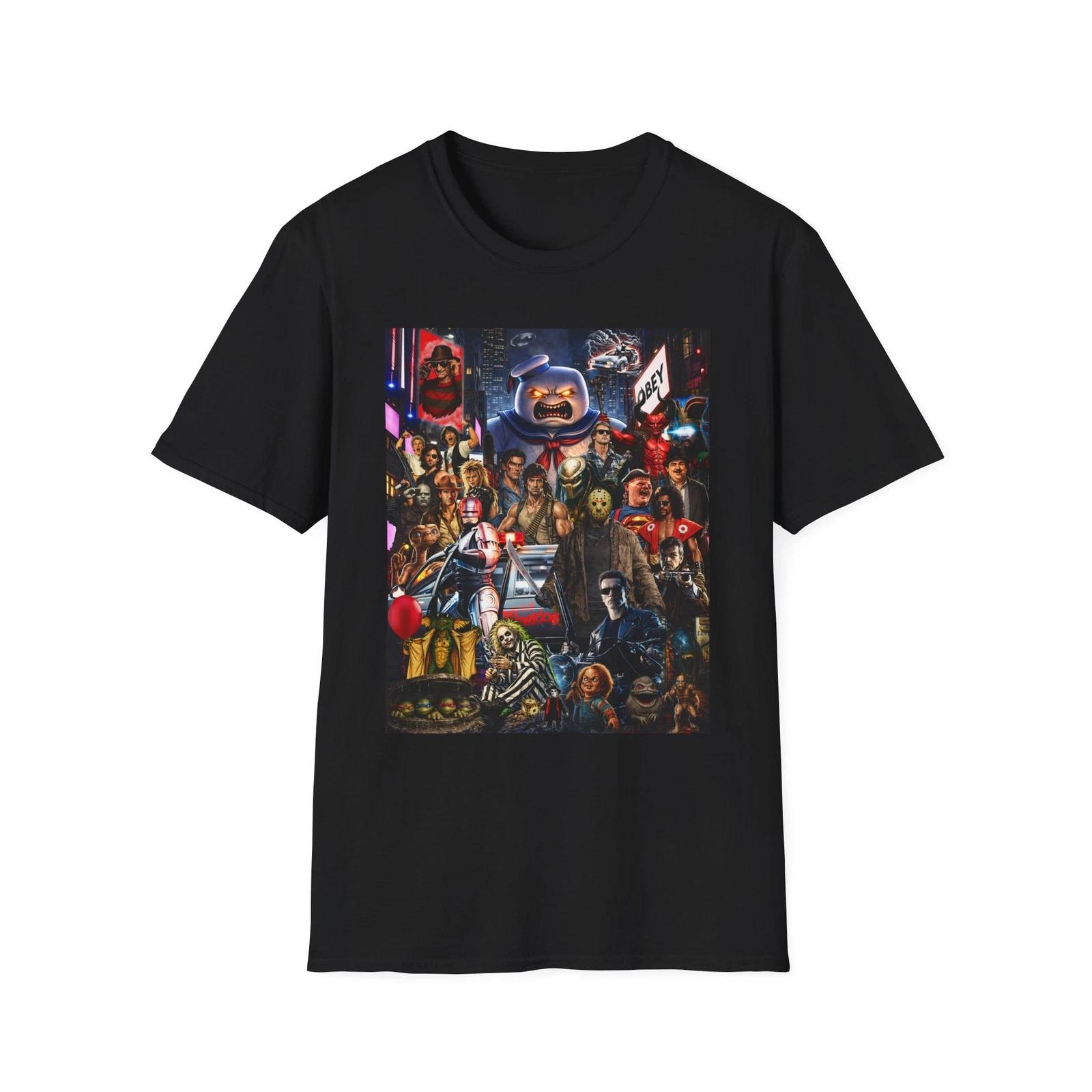 80s Movie icons Collage T-Shirt | Classic Villains and heroes XL