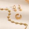 Fashion Creative Delicate Stainless Steel Flower Bracelet Earring Set for Women Party Birthday Daily Cute Romantic Zircon Gift