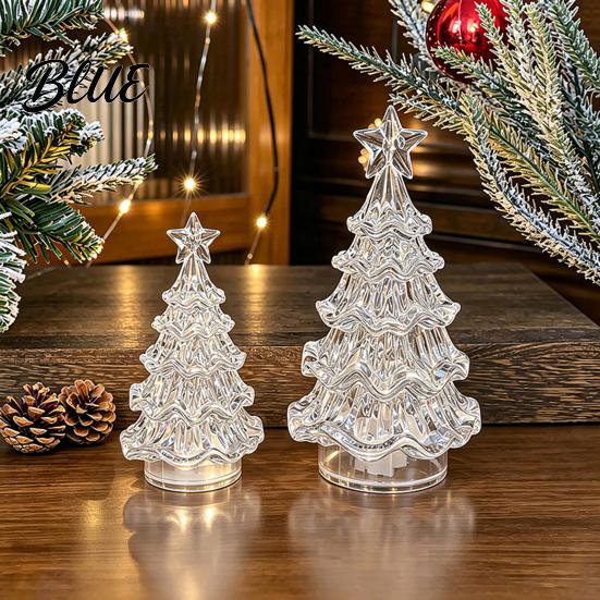 Portable Battery Powered Light LED Christmas Tree Night with Star, Glowing Romantic Atmosphere Light, Ambient Operated Xmas for Fireplace Centerpiece