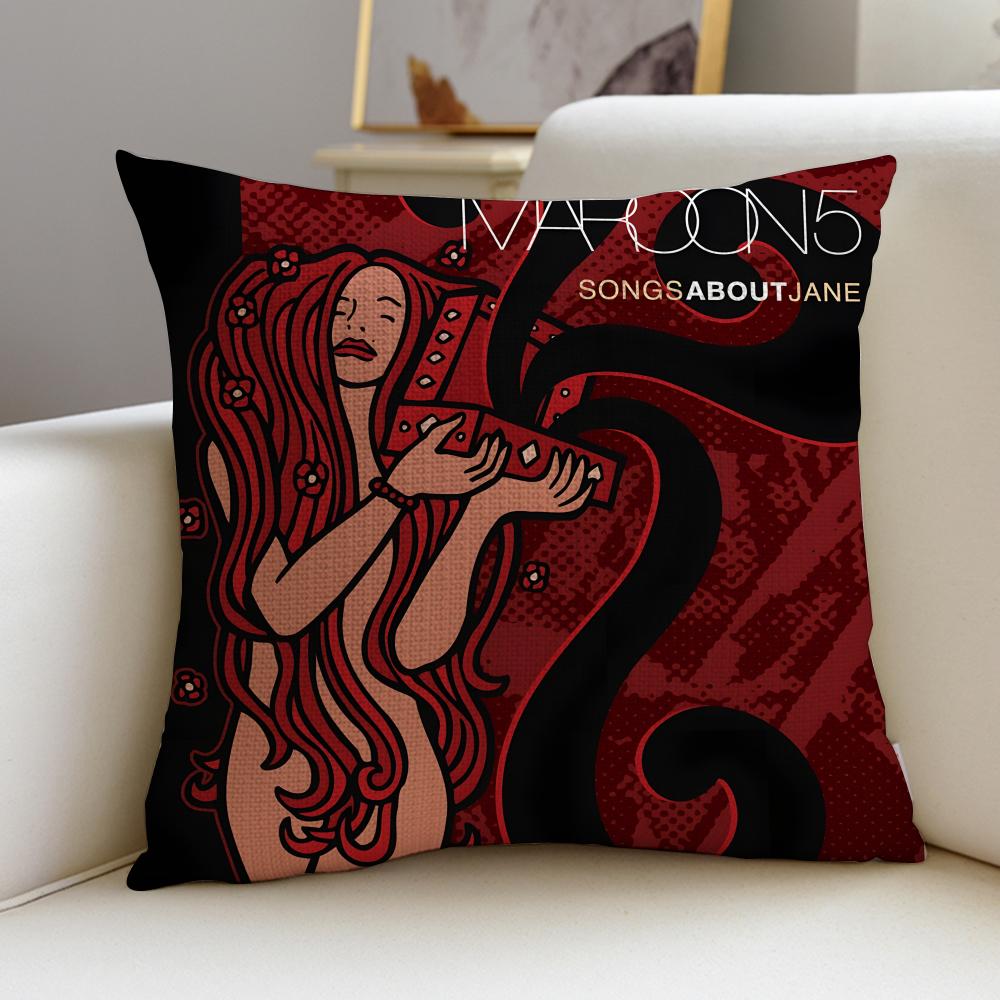 Pop MMaroon 5S Cushion Cover Breathable and skinfriendly linen pillowcase square removable and washable cushion