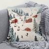 Vintage Ski Resort Pillow Cover Winter Mountain Chalet Print Cozy Skiing Lodge Cushion Case For Sofa Bed Couch Home Decor