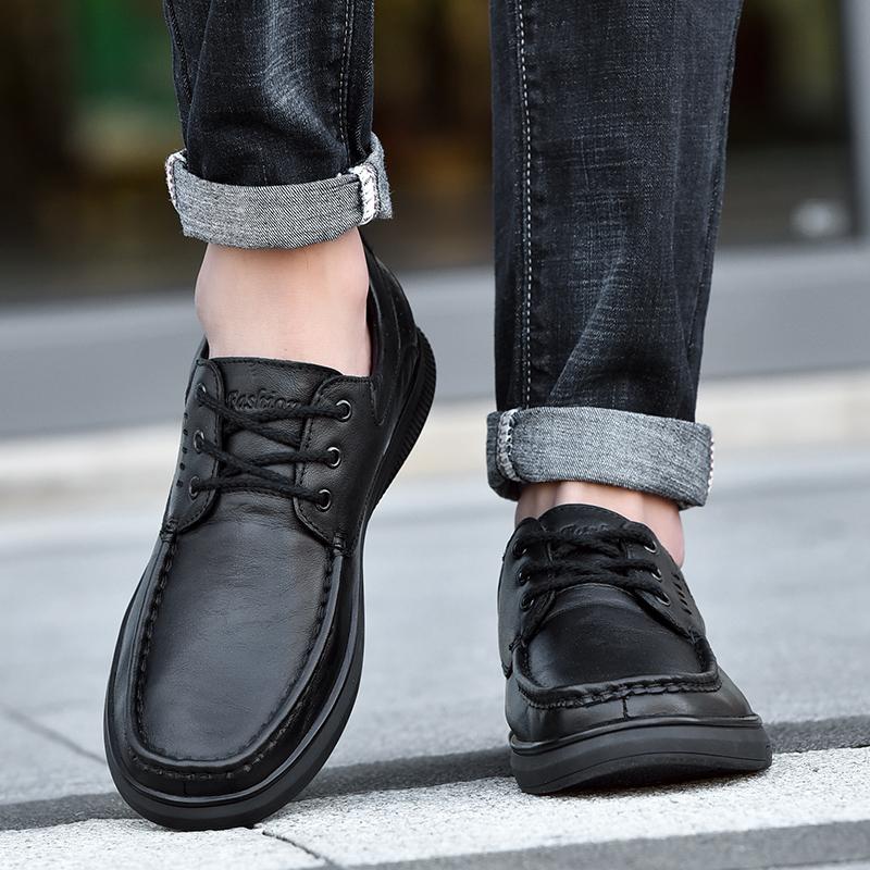 Men's Genuine Leather Casual Shoes Business Casual Shoes Comfortable Soft Sole Anti Slip Lazy Driving Shoes
