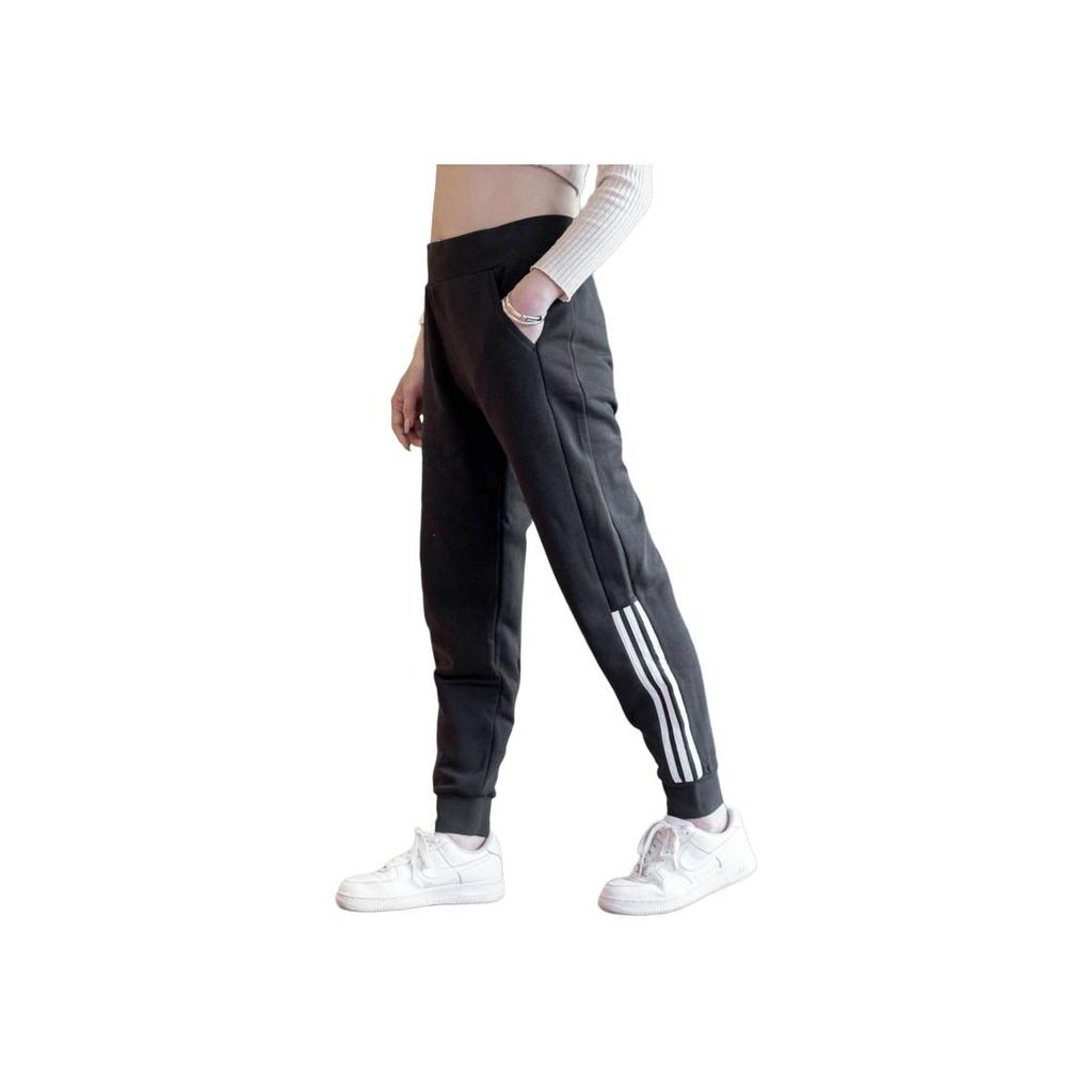 adidas Womens Fleece Side Three Stripes Retro Sports Long Pants Women Pants Black H09700