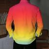 Men Collared Shirt Multicolor Vintage Paisley Diamond Floral Print Long Sleeve Button Down Top