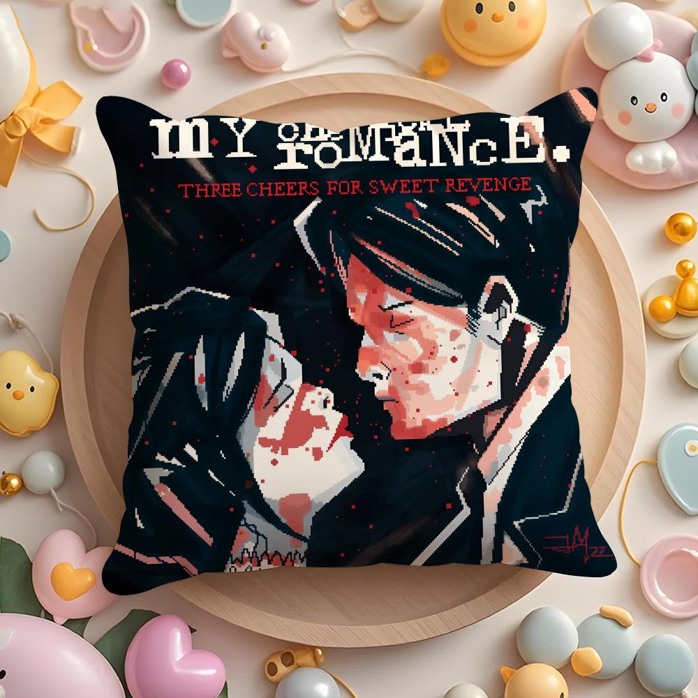 Hot Rock My Chemical Romance Band Cushion Cover Plush Fabric Soft Double-Sided Printed Sofa Pillow Case Colorfast Home Decor