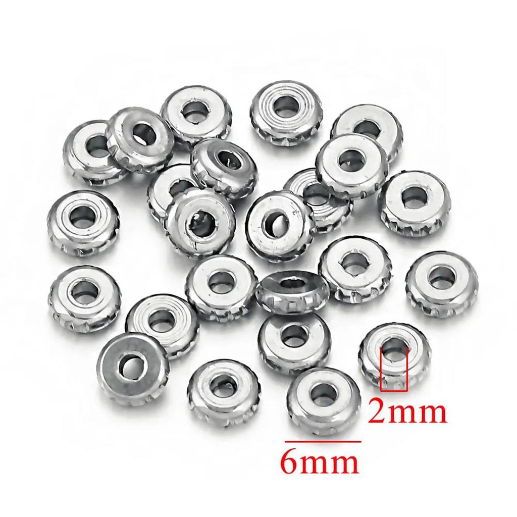 10/20PCS 304 Stainless Steel Beads For DIY Jewelry Making Flat Spacer Beads Round Carved Pattern For Bracelet Diy Jewelry Making