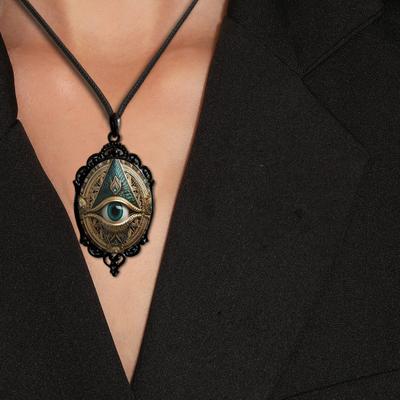 All-Seeing Eye Pendant Jewelry Eye of God Necklace Triangle Pyramid Mystical Eye Dangle Earrings for Women Men Mystics