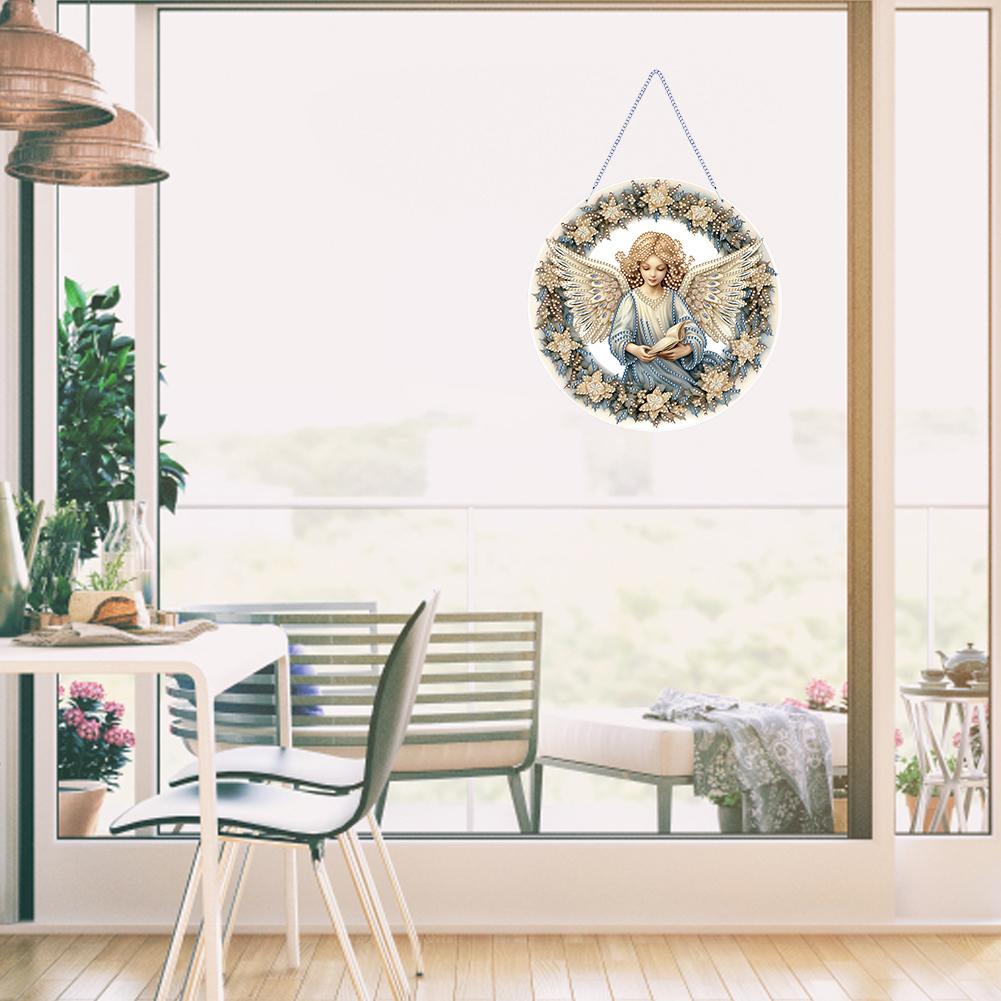 Engel-Mädchen-Thema 2D/Flach DIY Hängende Diamantmalerei-Kits Strass-Diamantmalerei Fensteranhänger Fensterhängekunst für Heimdekoration
