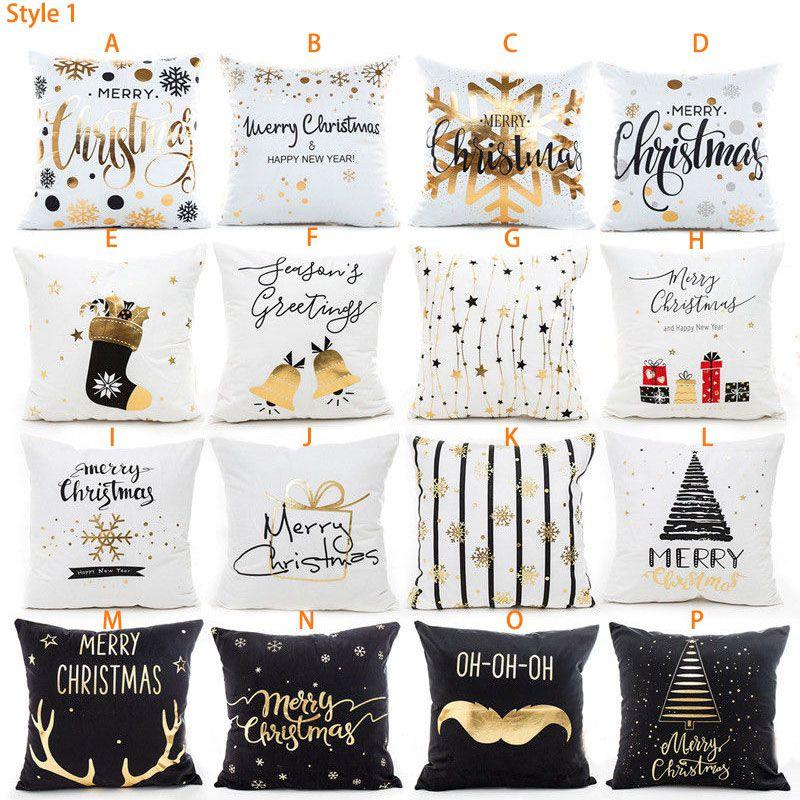 Elegantes Weihnachts-Kissenbezug Glitzer Baumwolle Leinen Sofa Überwurf Kissenbezug Für Heimdeko