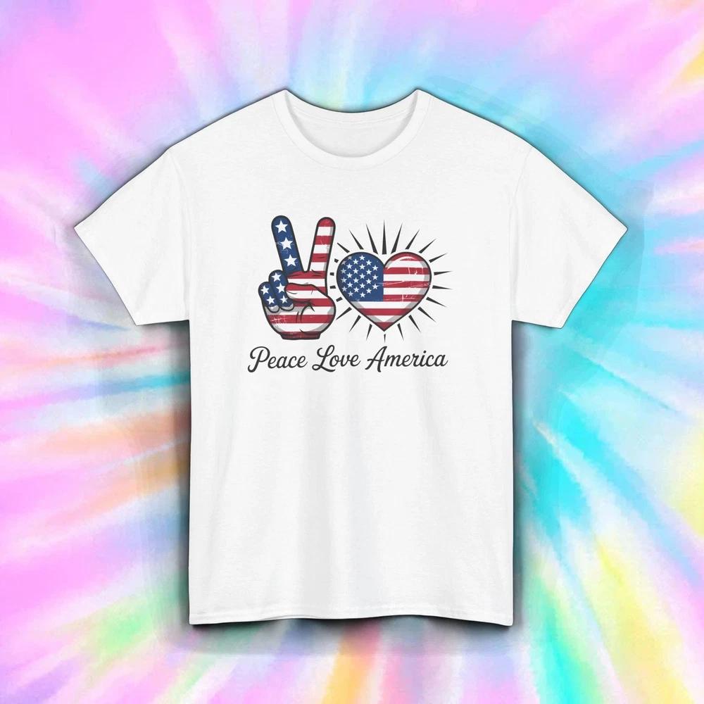 Peace Love America T Shirt 4th Of July Gift S