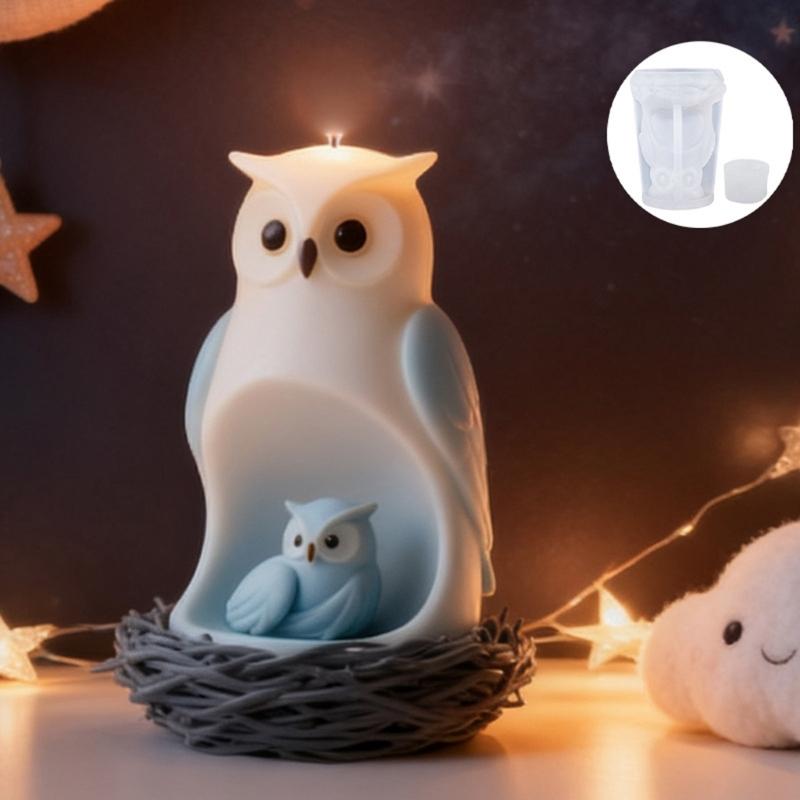 Statue Famille Hiboux Moules à Bougies en Silicone Silicone de Qualité Alimentaire Pour Coulage Résine Savon Bougie Chocolat Décoration Halloween