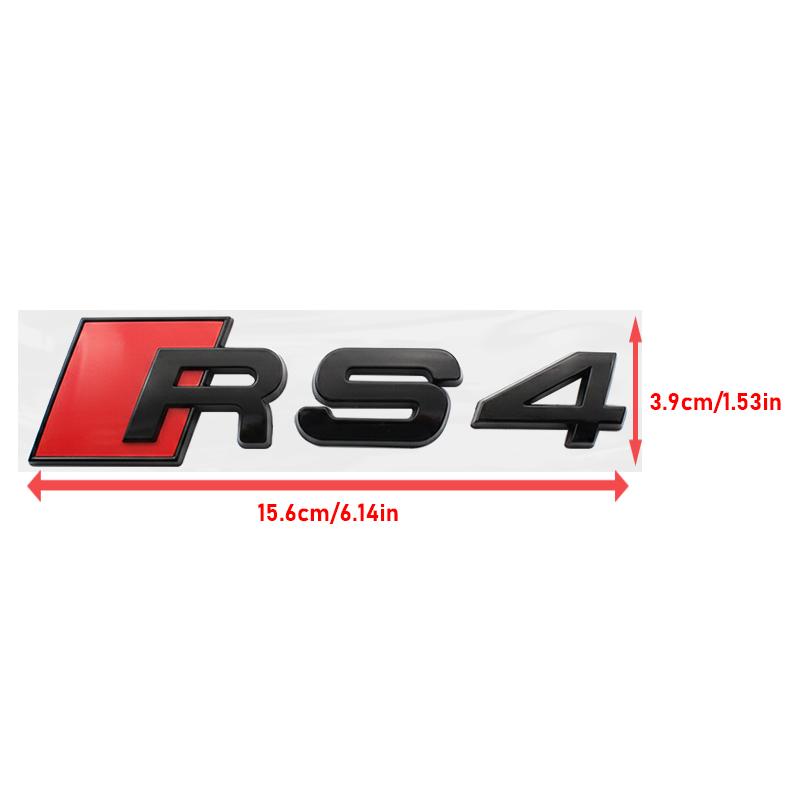 B Sport RS4 2016-2020 4Ring Car Logo Hood Front Grill Emblem Rear Trunk Badge Sticker RS4 Emblem Decal Decoration Accessories