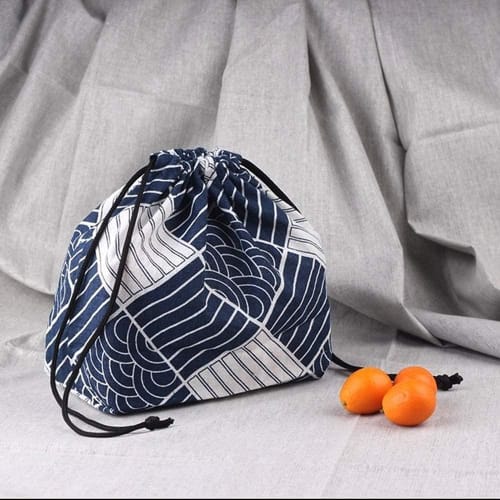 Set of 2 Bento Bags, Drawstring Lunch Bags, Bento Bags, Small, Linen/Cotton Material, Suitable for Adults, Men, Women, Boys, Girls, and Kids, Convenie