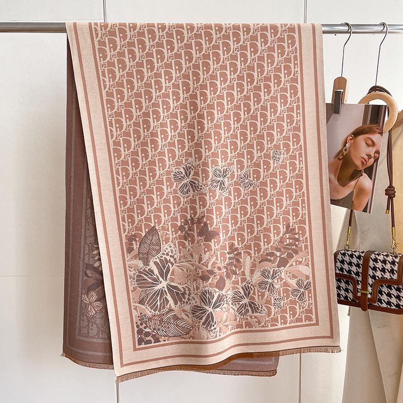 Scarf Women'S Air-Conditioned Room Shawl Thick Imitation Cashmere Thickened Windproof Scarf Letters