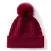 Women's 100% Cashmere Pompom Hat - Versatile, Solid Color, Folded Brim with Warm Ear Protection