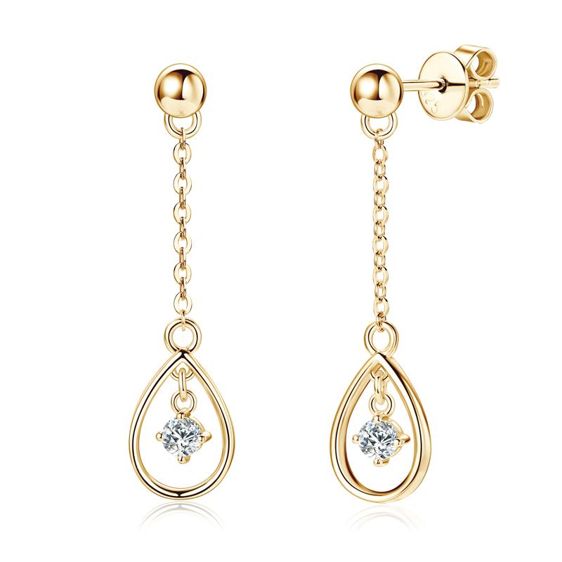 Exquisite Tassel Chain Pendant 925 Sterling Silver Round Cut 3mm Moissanite Waterdrop Dangle Earring for Women