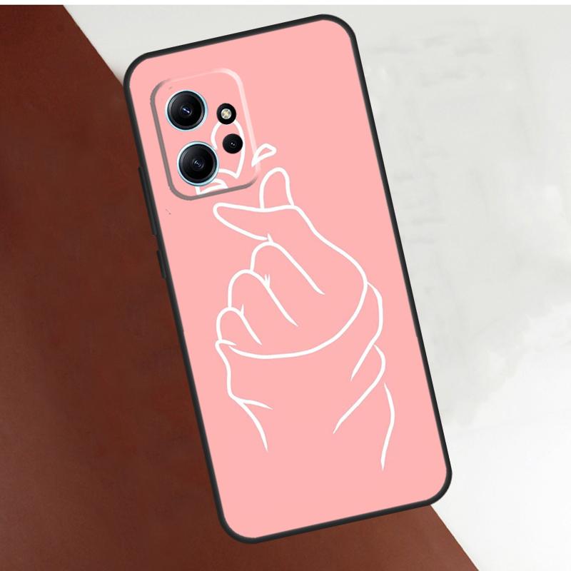 Kpop Hand Finger Heart Case For Xiaomi Redmi Note 14 13 9 10 11 12 15 Pro Plus Cover For Redmi 15 C 13C 12C 10C 14C