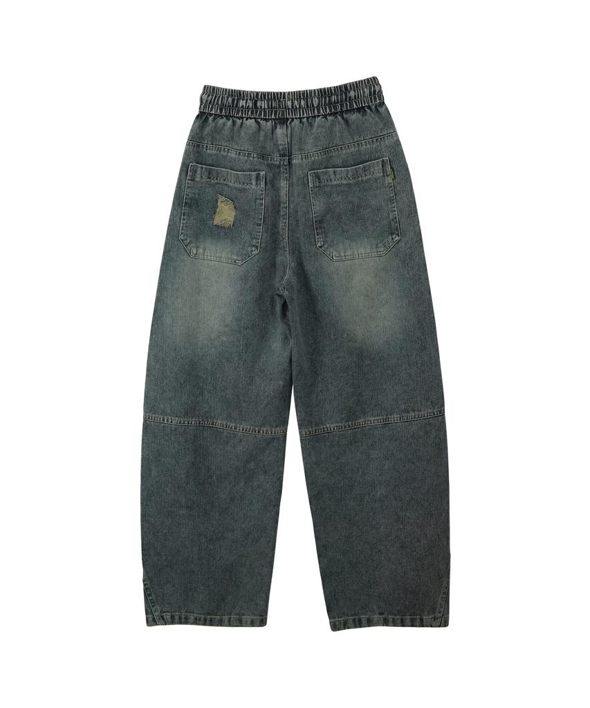 CREAM SODA LAB Distressed Washed Cut-Out Denim Pants Blue