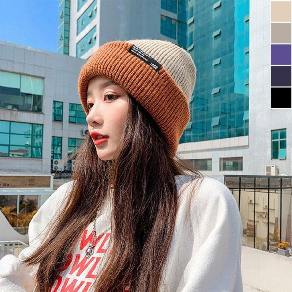 Women's Winter Daily Double-Sided Color Block Fashion Beanie Hat