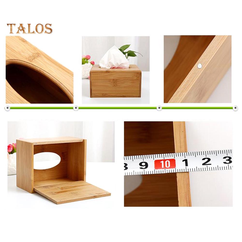 FLH Wooden Cubic Rectangular Tissue Storage Box Paper Case Home Hotel Napkin Holder
