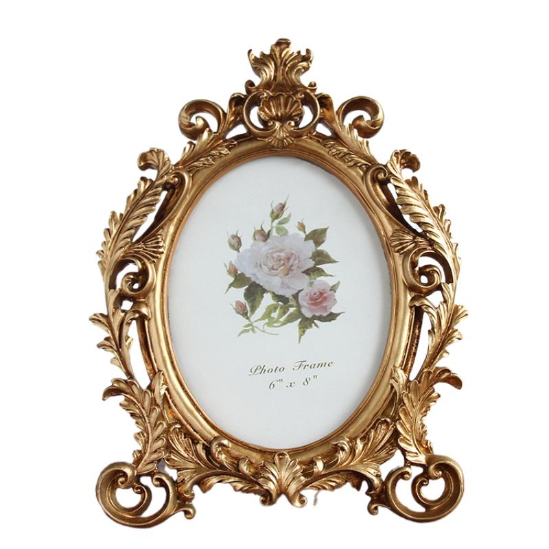 

6 7 8 Европейская Антикварная Потертая Овальная Полимерная Фоторамка Креативная Подставка для Настольной Демонстрации для Настенного Декора Украшение Подарок 8 inch жёлтый