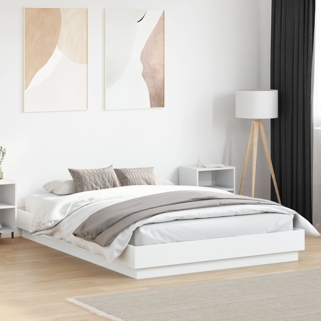 Vidaxl Rama Łóżka Z Oświetleniem Led, Biała, 160X200 Cm