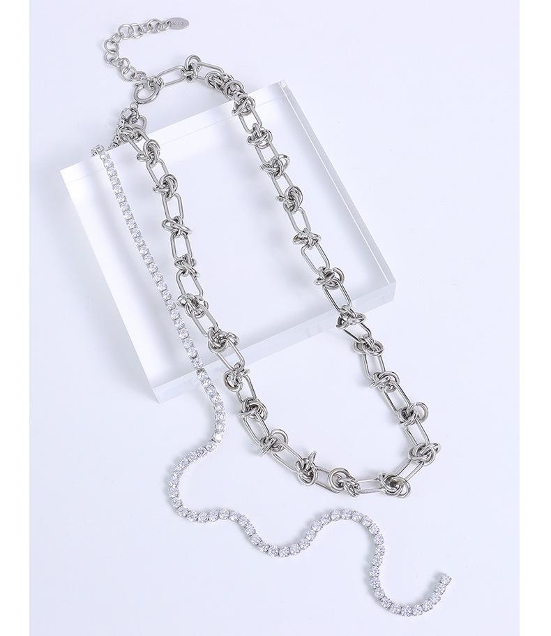 Spicy Girl Trend Patchwork Chain Tassel Zircon Choker: Cool European and American Collarbone Necklace P032