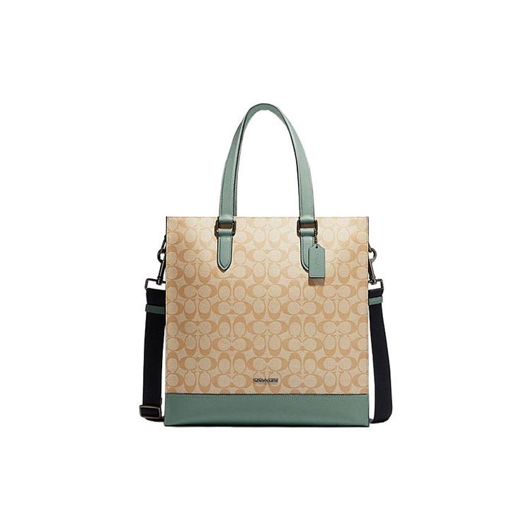 

Coach Graham 36 Classic Monogram Print Zip Closure Leather Tote Shopping Bag Handheld Shoulder Crossbody Bag Large Unisex Tote Khaki Green CH063-QBVF5 Basic Set (Bag+Dust Bag)