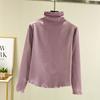 Women's Mock Neck Long Sleeve Top Slim Fit Casual Fleece Lined Solid Color Thermal Knit Shirt