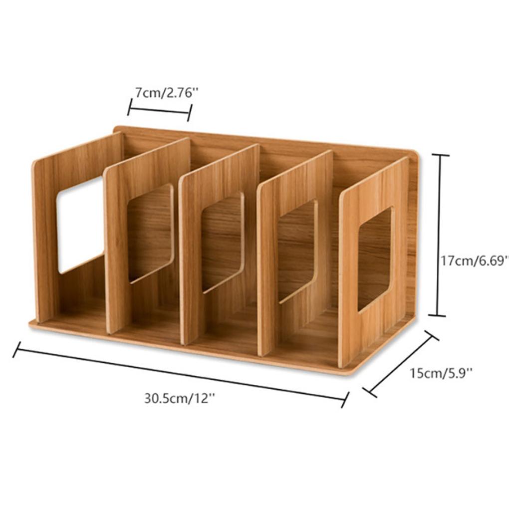 5 Fächer Bücherregal Holz Tisch Desktop Regal ple Stil Informationsbücherregal Ständer Büroorganisation