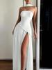 Spring/Summer 2026 European & American Women's Strapless Backless Solid Color Slit Long Dress