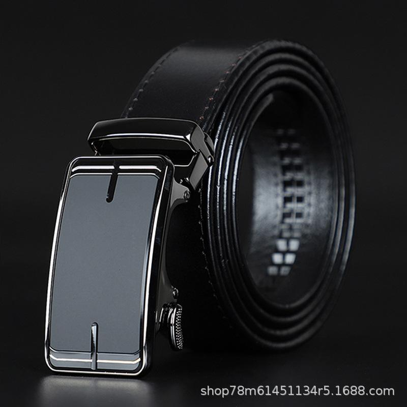 Curea pentru bărbați din piele, la modă, simplă, cu cataramă automată, business, high-end, din piele de vacă de prim strat, curea high-end